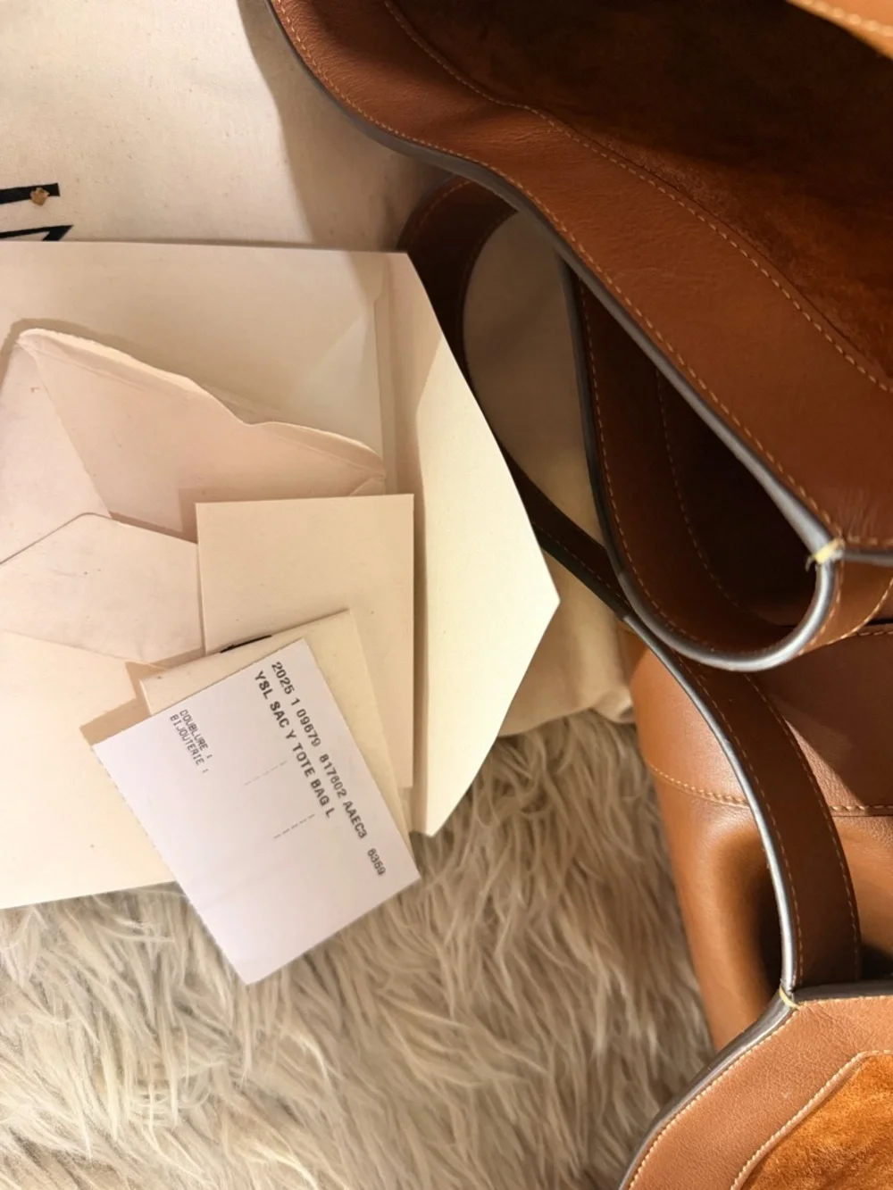 Saint Laurent Cognac Leather Tote with Top Handles - Picture 8 of 10